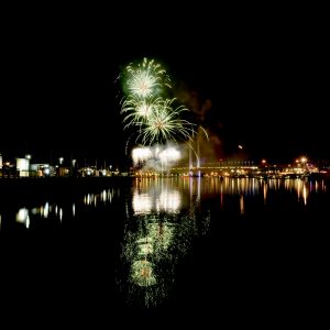 fireworks over Docklands